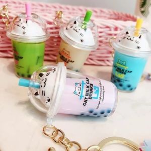 Bubble tea keychain liquid boba tea cartoon cute